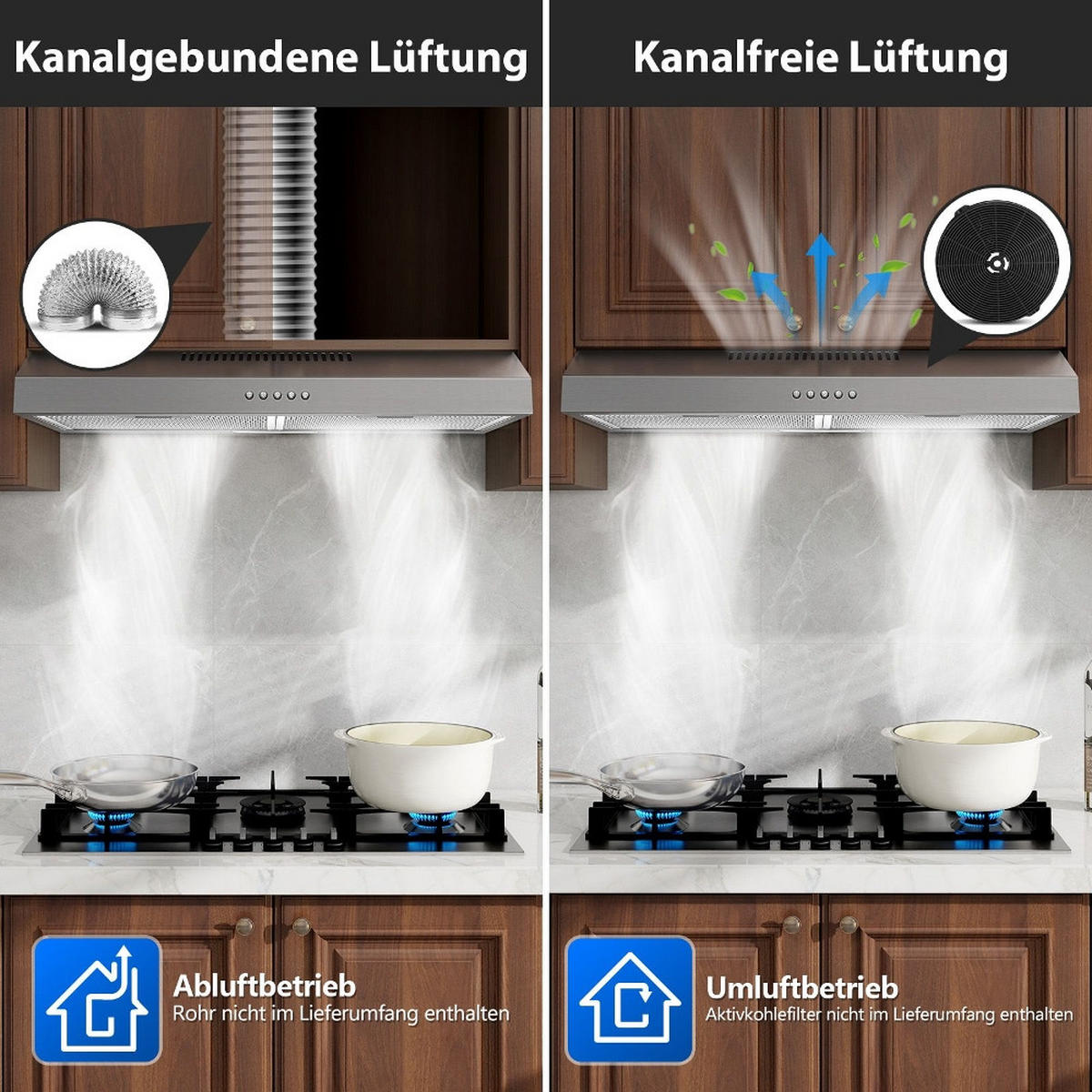 DUNSTABZUGSHAUBE -UNTERBAU-ENERGIEEFFIZIENZKLASSE A+, Edelstahl, 3 Stufen, LED-BELEUCHTUNG, für Küchen, 60/15/50 cm - Silberfarben, Metall (14.02/49/64cm) - Rolipo