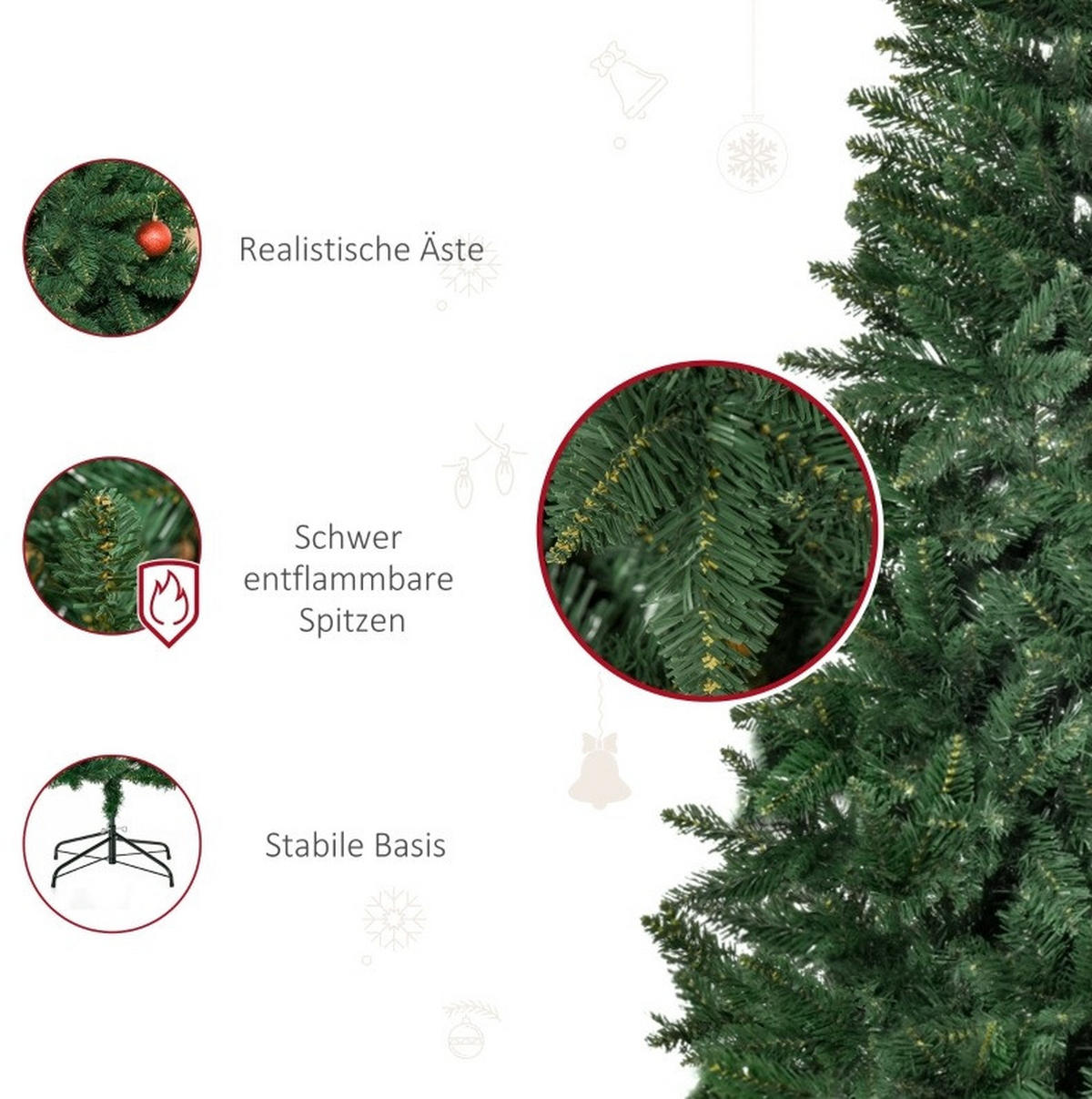 WEIHNACHTSBÄUME 90/90/180 cm grün aus Kunststoff mit 724 Zweigen - Grün, Kunststoff (180cm) - OKWISH