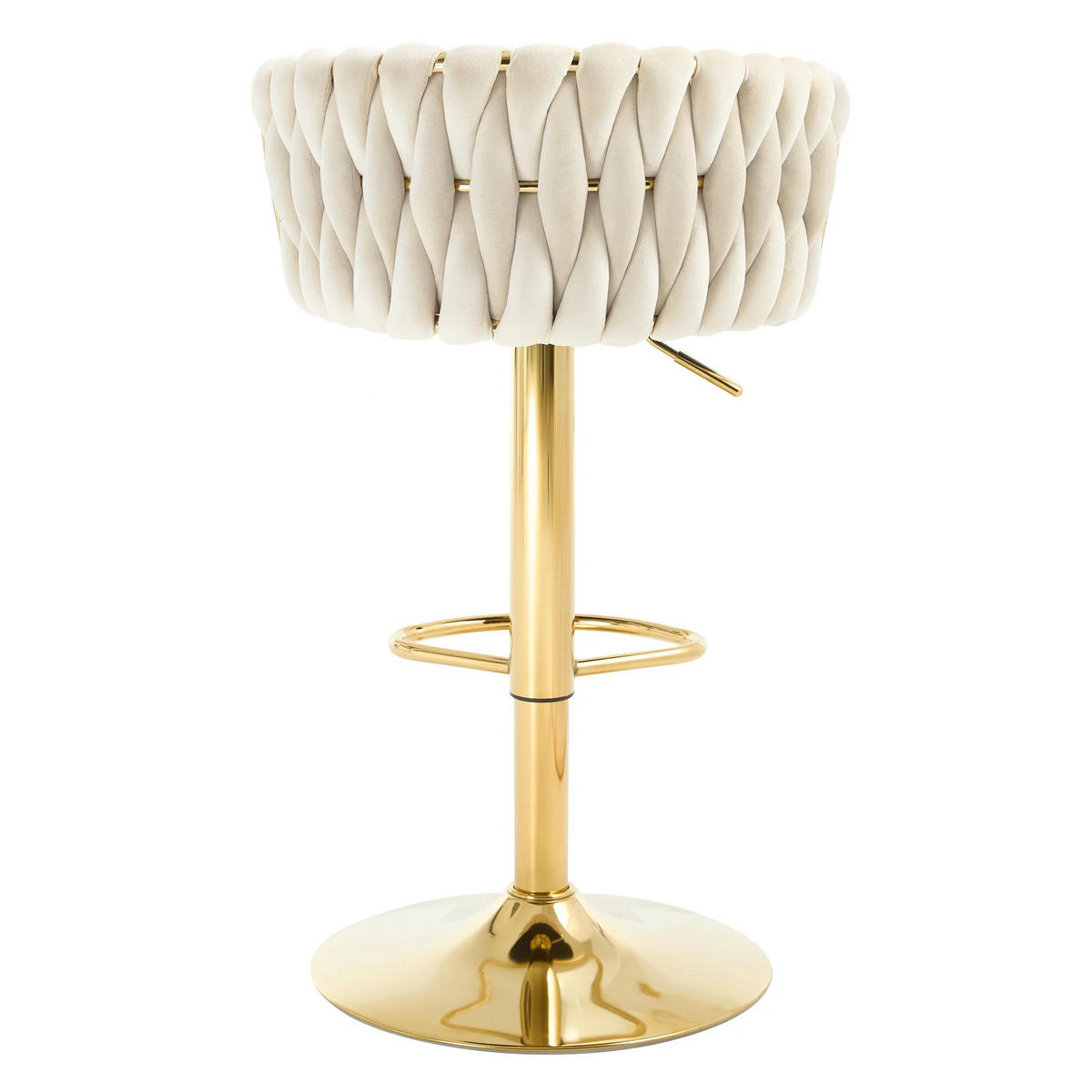 BARHOCKER drehbar höhenverstellbar Samt Cremeweiß - Weiß, Metall (49.5/98/50.5cm) - Meubliv