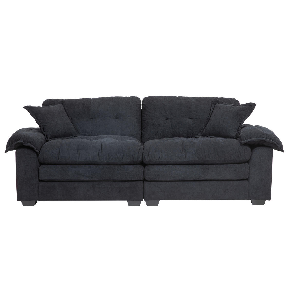 POHOVKA 214/89/93 cm černá z chenille s hlubokým sedem a dvouvrstvými polštáři - černá, textil (90.1/87.6/213.4cm) - OKWISH