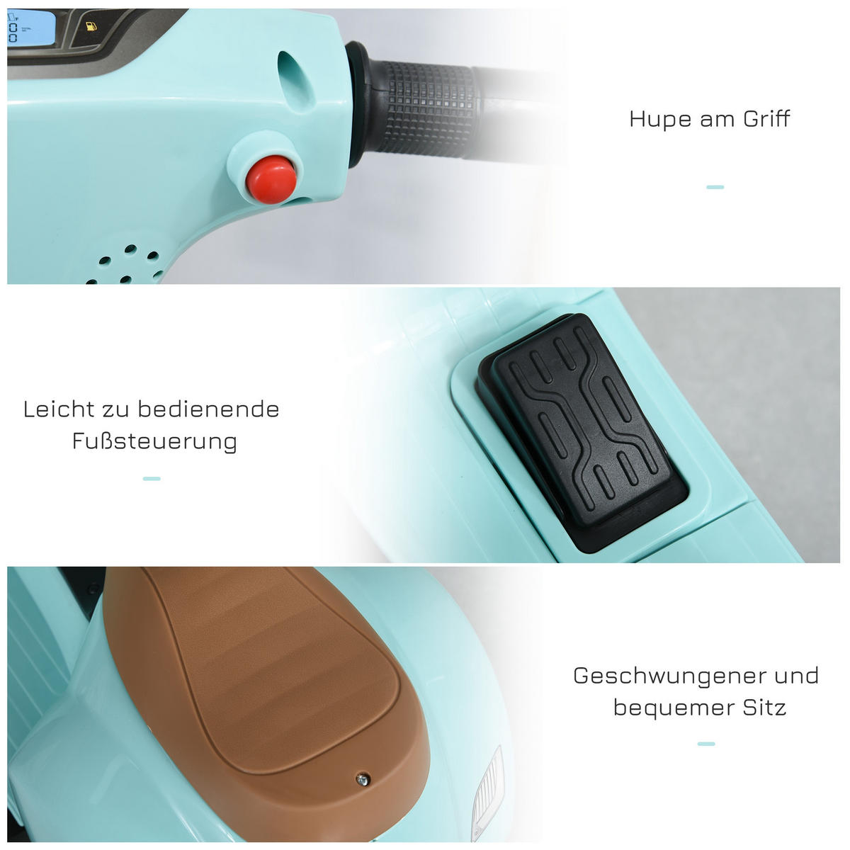 ELEKTRO KINDERMOTORRAD, Grün/ Rot/Weiß, Kunststoff-+ Metall - Grün, Metall (66.5/38/52cm) - HOMCOM