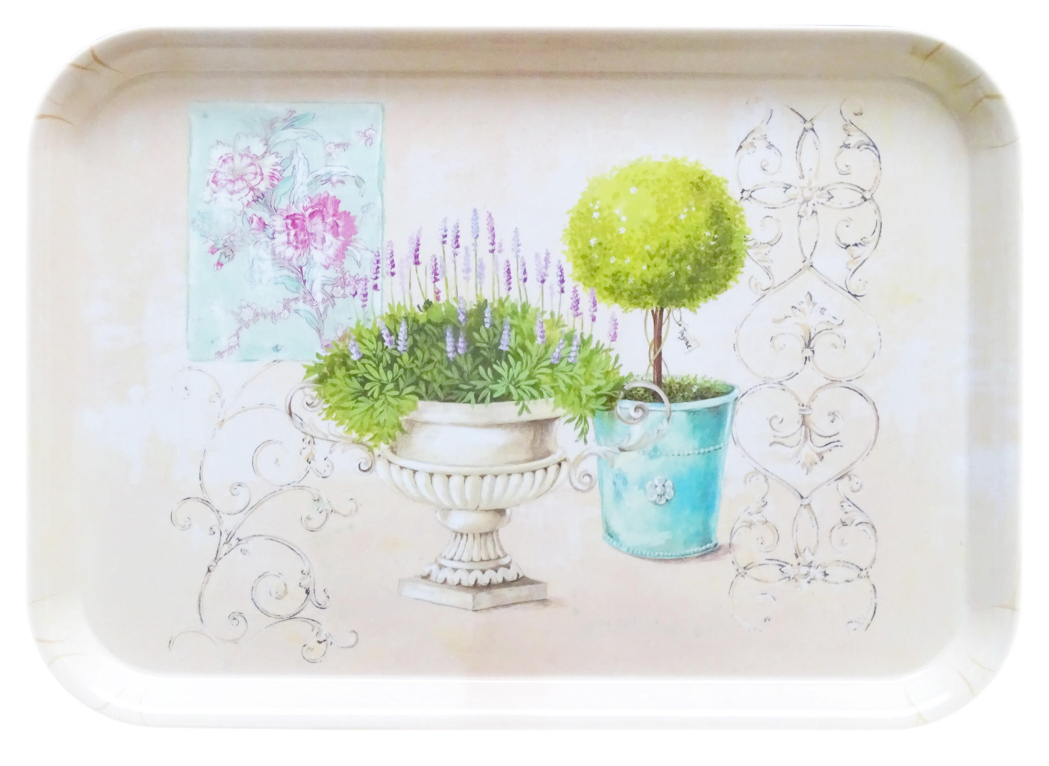 TABLETT Garten, rechteckige Melamin Serviertablett 38x26 cm - Grün, Kunststoff (26/2/38cm) - Lashuma