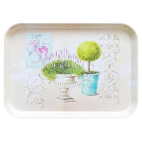 TABLETT Garten, rechteckige Melamin Serviertablett 38x26 cm - Grün, Kunststoff (26/2/38cm) - Lashuma