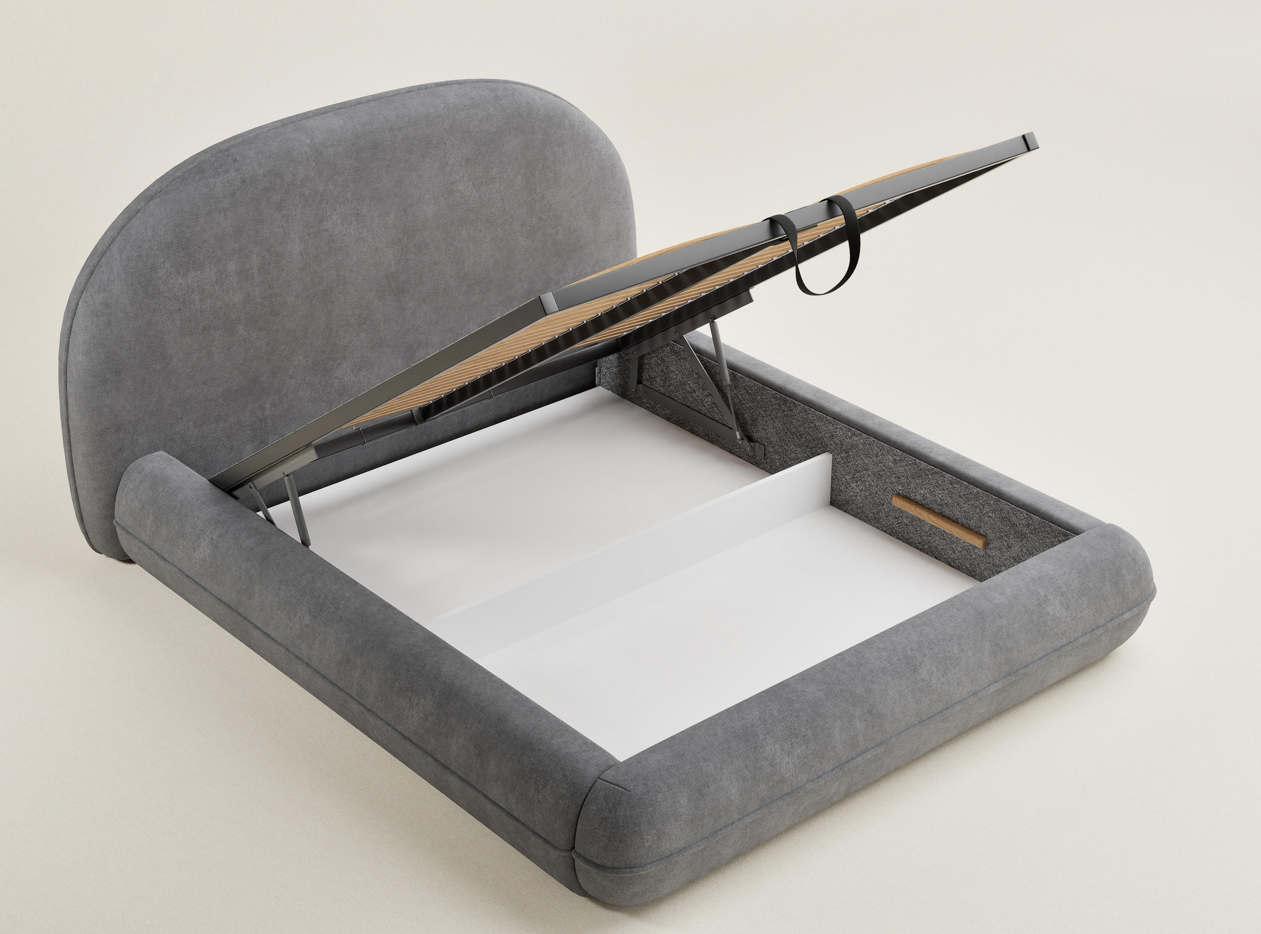 Thumbnail - Maison de Reve Polsterbett, Grau, Textil, Echtholz,Kiefer, 180x200 cm, Oeko-Tex® Standard 100, Hergestellt in Europa, Sc...