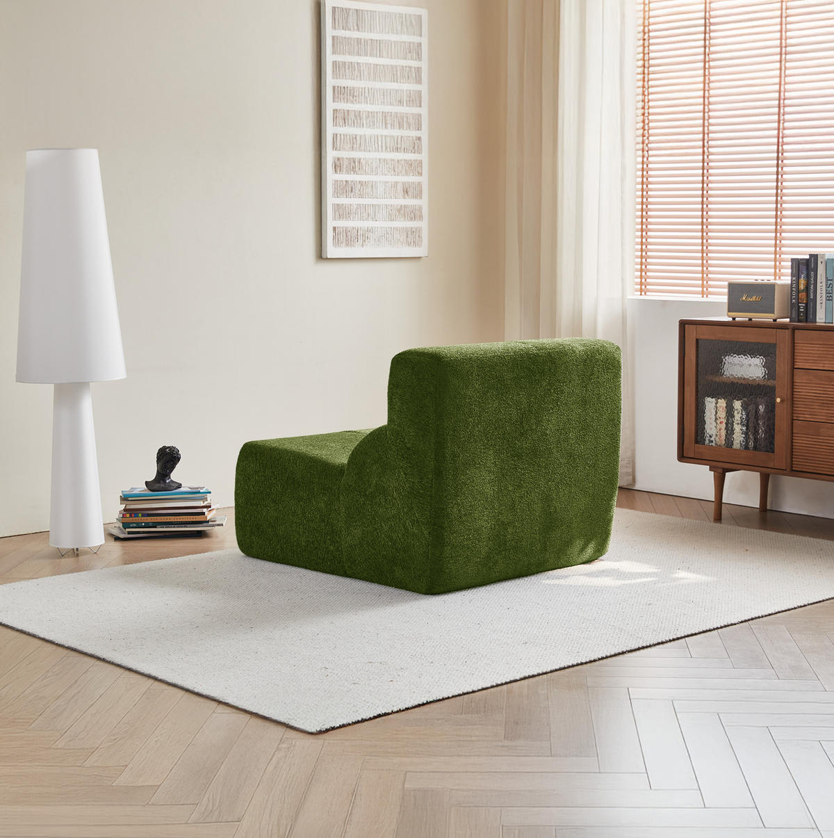 SOFA-SESSEL Samtbezug komprimiert ohne Montage 94/110/79 cm Grün - Grün, Textil (110/79/94cm) - Redom