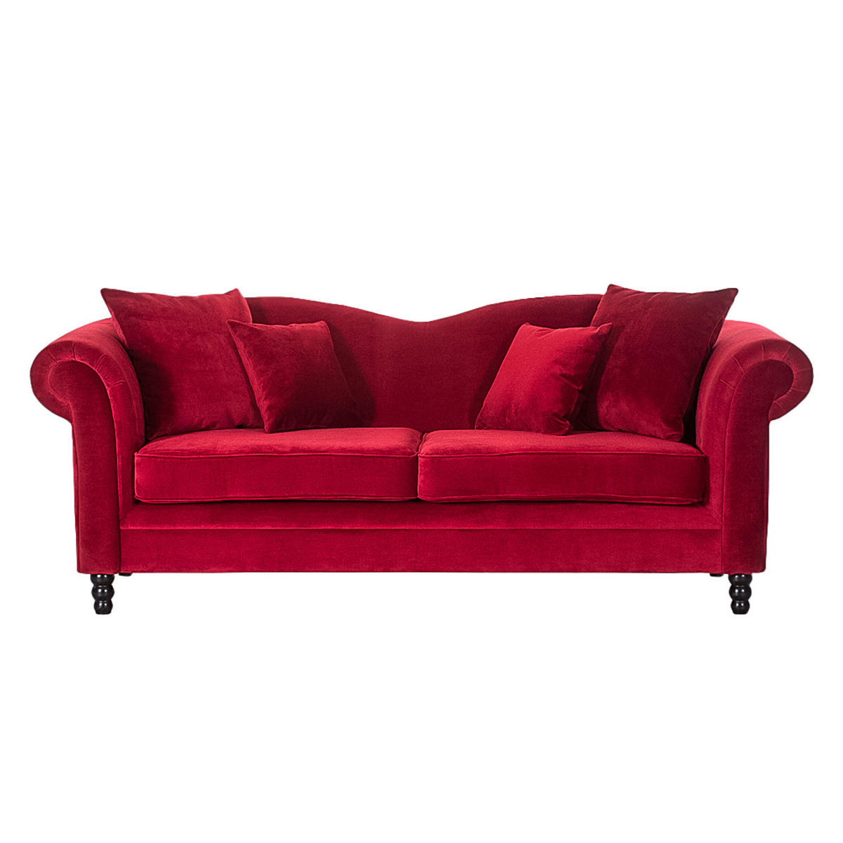 POLSTERGARNITUR (3-2-1) - Samt - Rot - Rot, Holz/Textil (1/1/1cm) - home24
