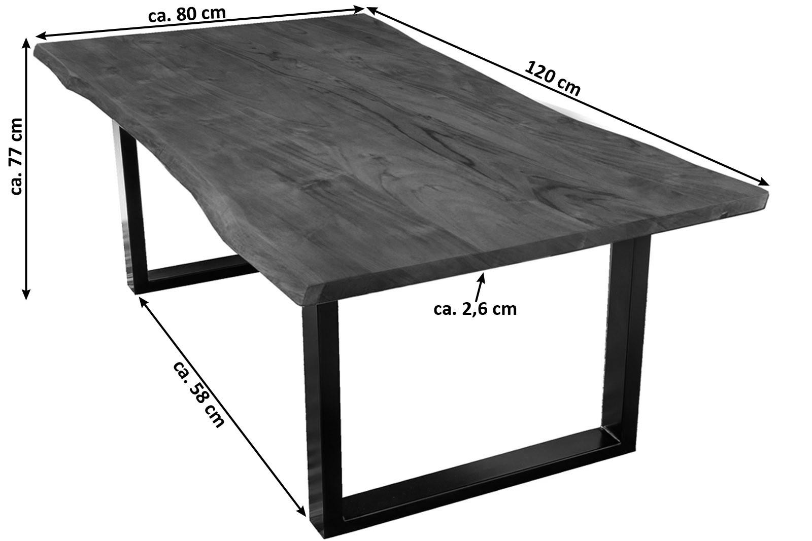 ESSTISCH TOPS&TABLES - Schwarz/Braun, Holz/Metall (80/120/77cm) - SAM