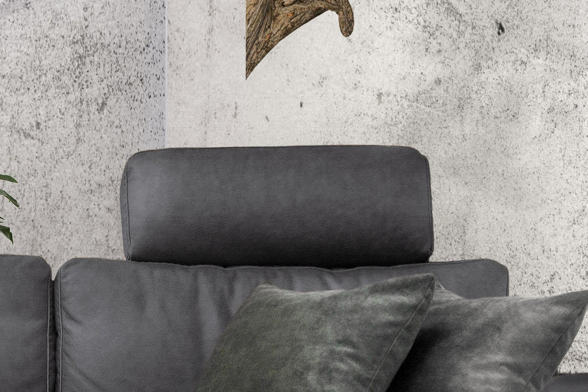 ECKSOFA XL MOTOR. RELAXFUNKTION LOLA Grau Webstoff - Schwarz/Grau, Textil (304/178cm) - KAWOLA