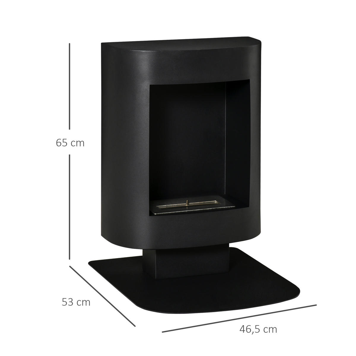 ETHANOL-KAMIN, 1,5L, 3 Std., frei stehend, einzigartig ,Stahl, Schwarz - Schwarz, Metall (53/65/46.5cm) - HOMCOM