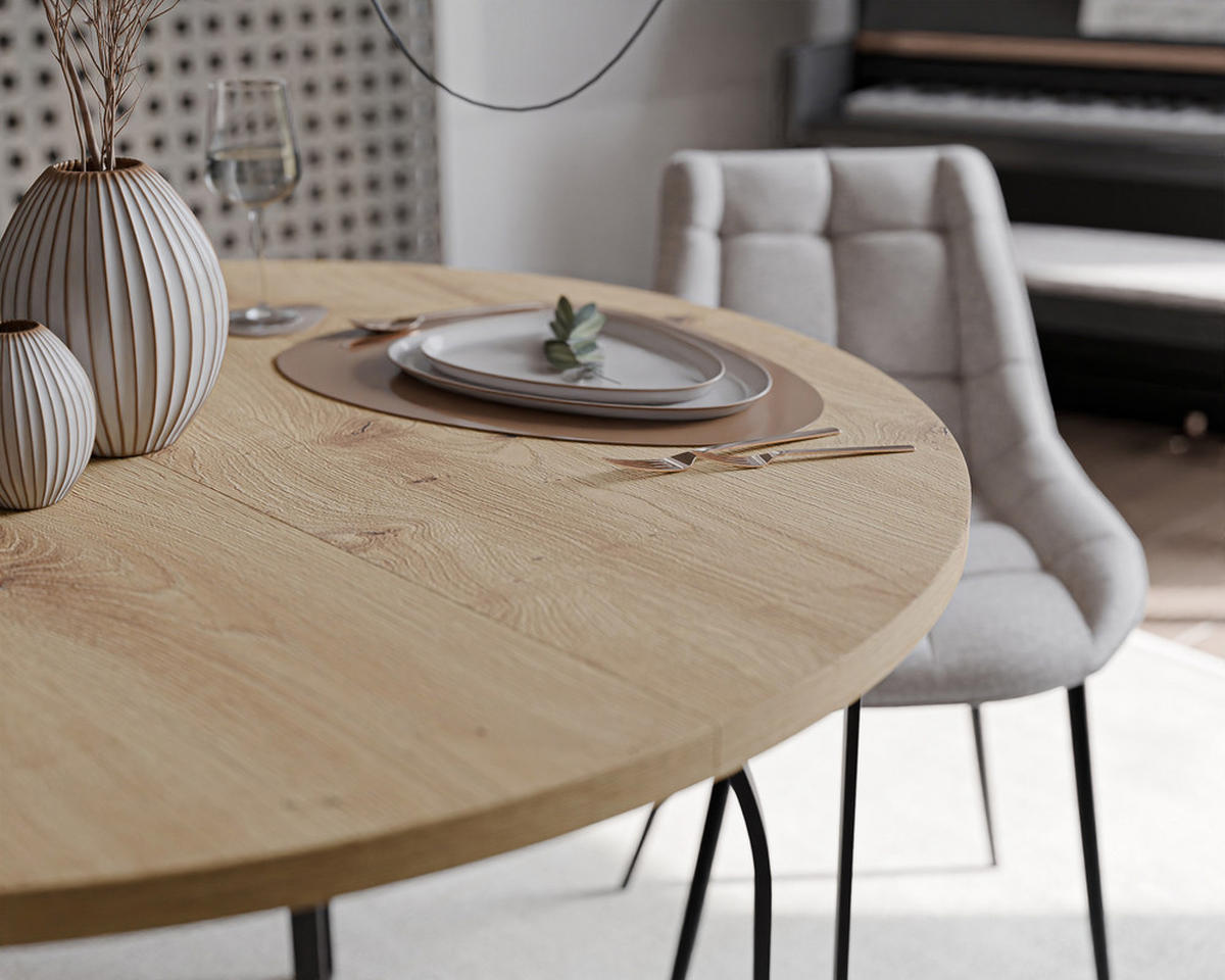 AUSZIEHTISCH ASTRO 100/76 cm, Schwarz / Artisan - Schwarz/Eiche Artisan, Holzwerkstoff/Metall (100/100/76cm) - Idohome