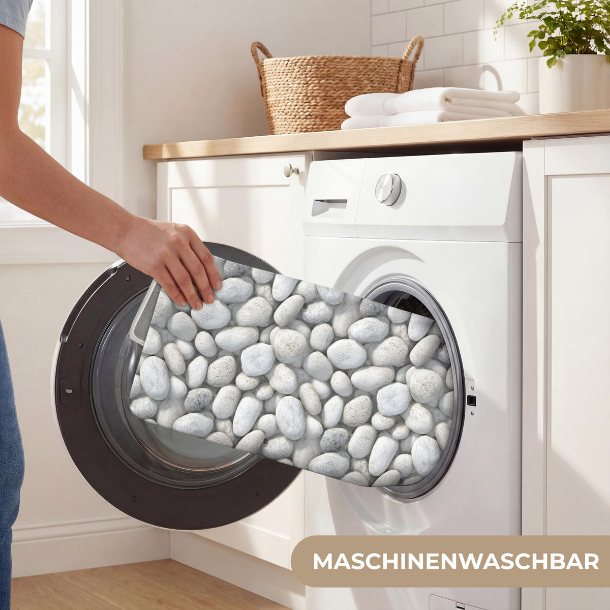 WC PŘEDLOŽKA Kameny - šedé - oválné 40x60 cm - světle šedá, textil/plast (40/1cm) - OnlyWow