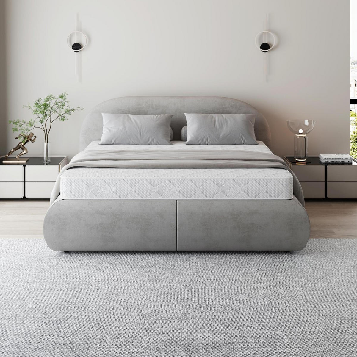 FEDERNKERNMATRATZE Mediro Form 20 cm,7-Zone, mit Hoch-Elastischer-Schaum, H2, 90x200 - Weiß, Kunststoff (90/200cm) - Beautysofa