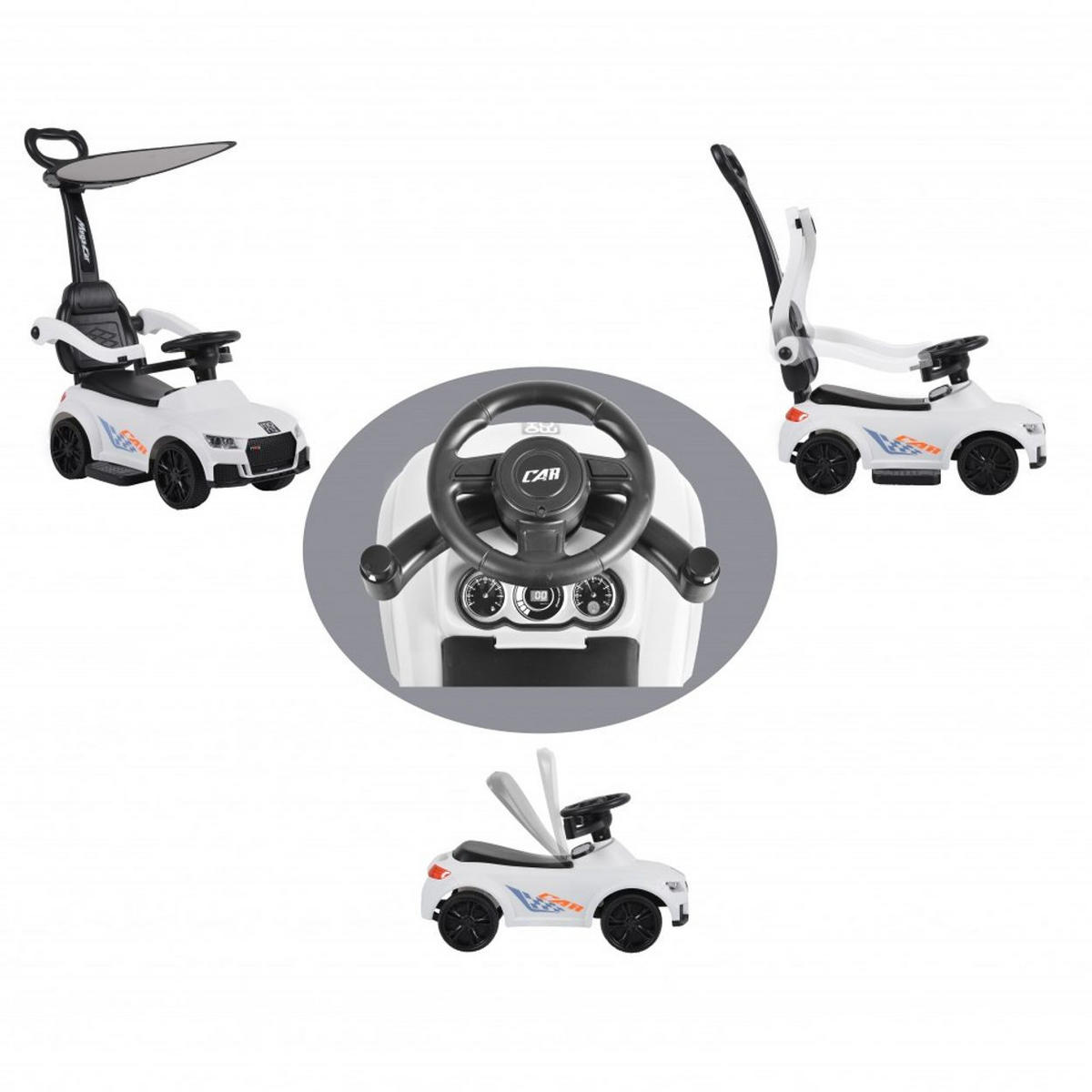 RUTSCHER Victory 2 in 1 weiß Rutscher mit Griff Lehne Fußstütze Musikfunktion - Weiß, Kunststoff (87/66/41cm) - Moni