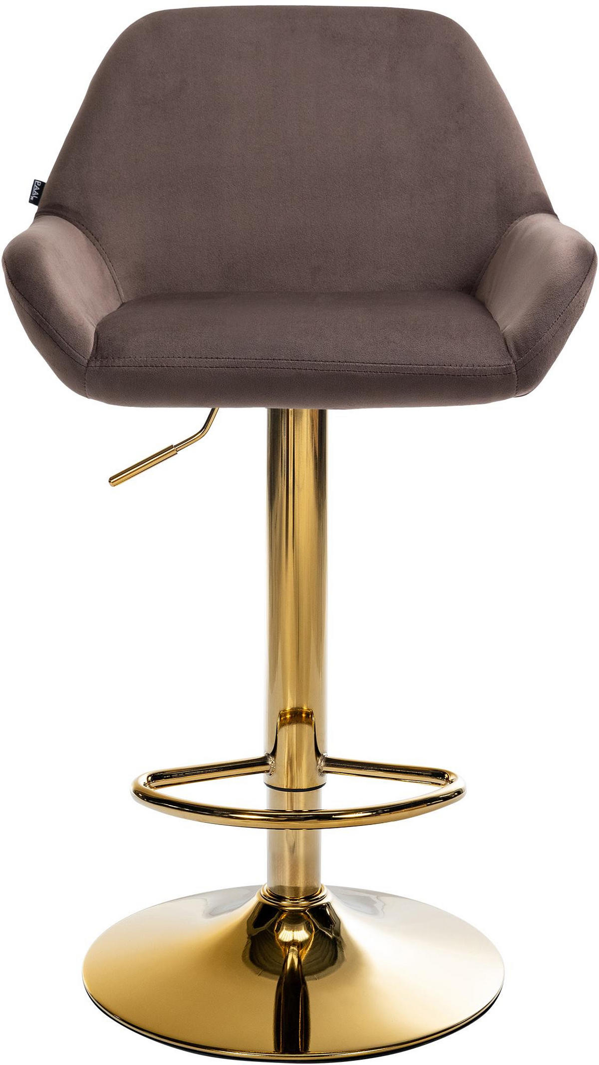 BARHOCKER Samt braun - Goldfarben/Braun, Textil/Metall (51/89/52cm) - CLP