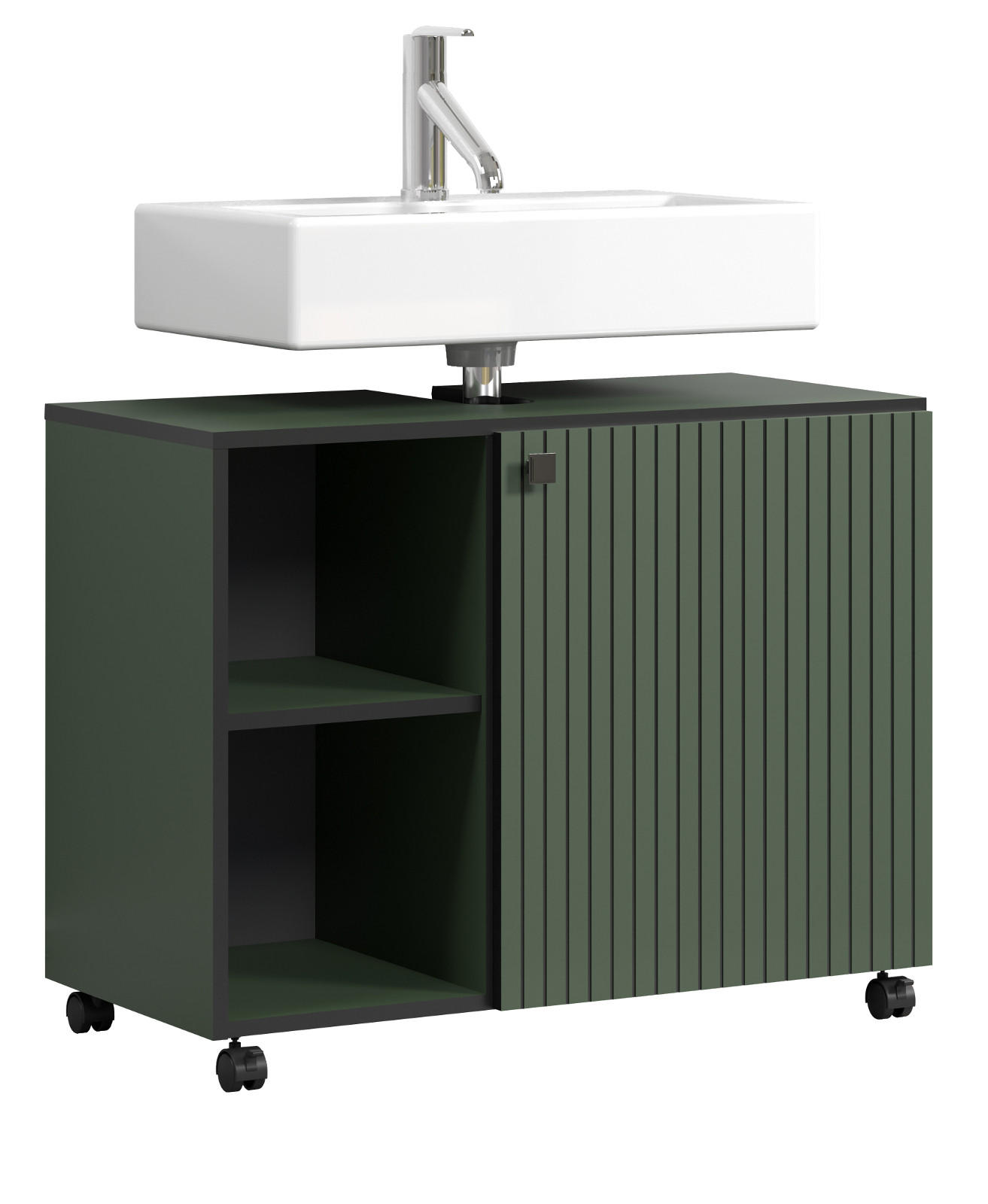 Top.Furn Waschbeckenunterschrank Grün, Schwarz 80x64x42 cm