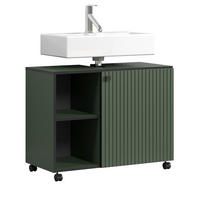 WASCHBECKENUNTERSCHRANK grün 80 cm, Badschrank auf Rollen - Schwarz/Grün, Holzwerkstoff/Metall (80/64/42cm) - Top.Furn