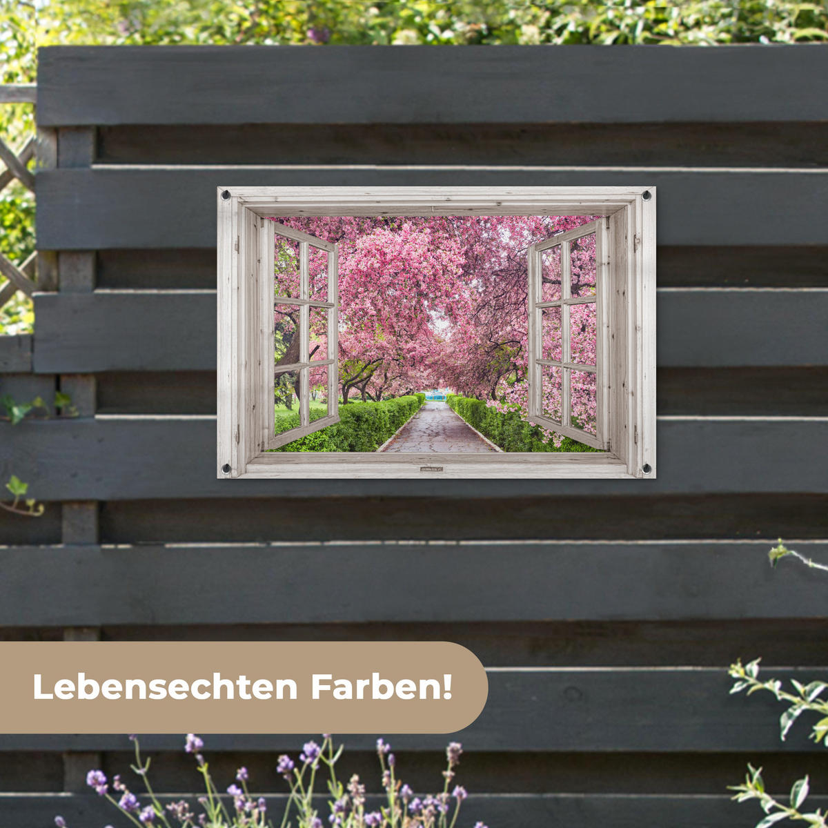 GARTENPOSTER Japanisch - Sakura - Blüte - Baum - Blütenzweige - Durchsichtig 90x60 cm - Rosa, Kunststoff (90/60/0.2cm)