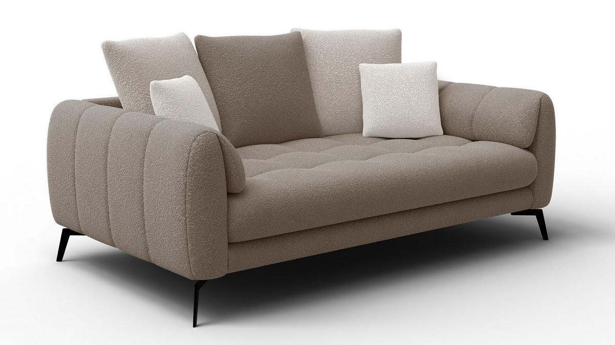 SOFA CALME 2,5-Sitzer, beige und écru - Beige, Holz/Textil (199/92/108cm) - Courtois Laville