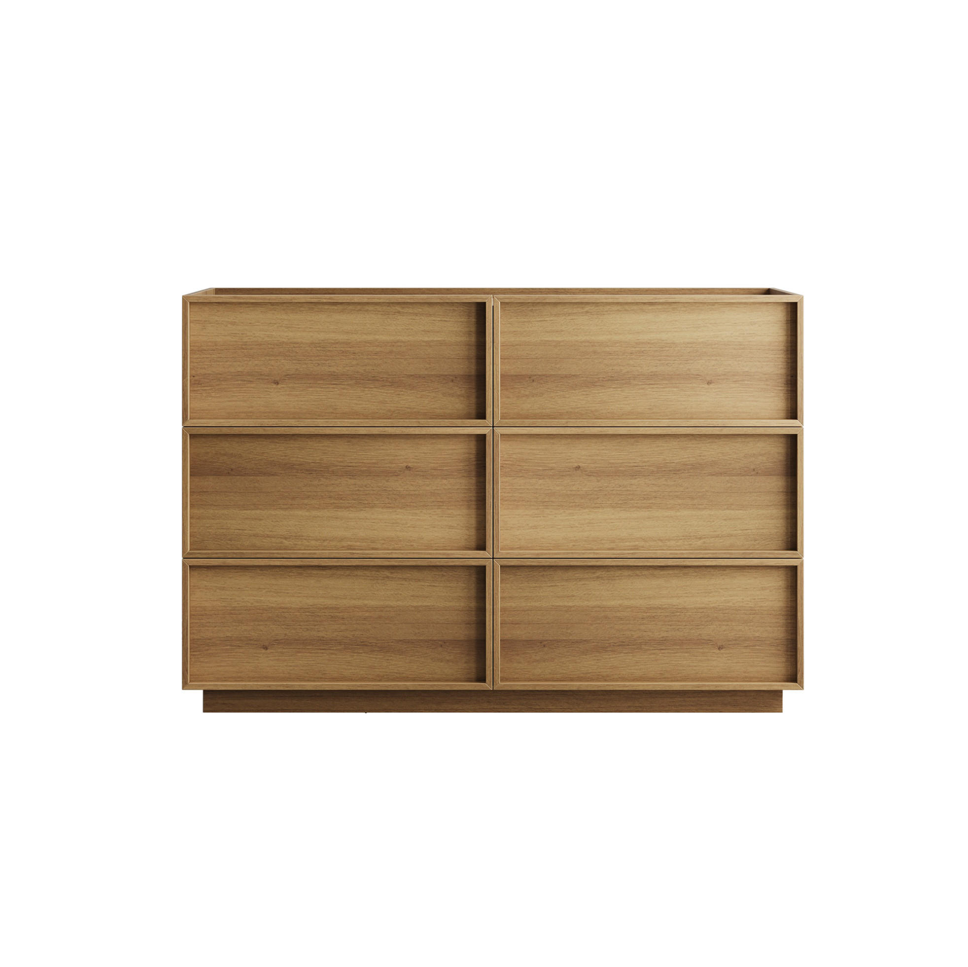 KOMMODE 115/48/78 cm aus MDF und Holzwerkstoff mit 6 grifflosen Schubladen Eichefarben - Nussbaumfarben, Holzwerkstoff (115/78/48cm) - Modenvie