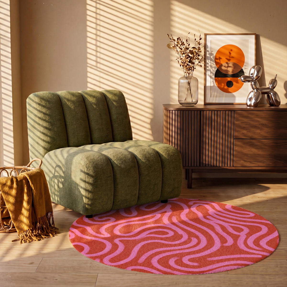 TEPPICH - Rosa - 120x120 cm - Rot, Kunststoff/Textil (120/0.4cm) - OnlyWow