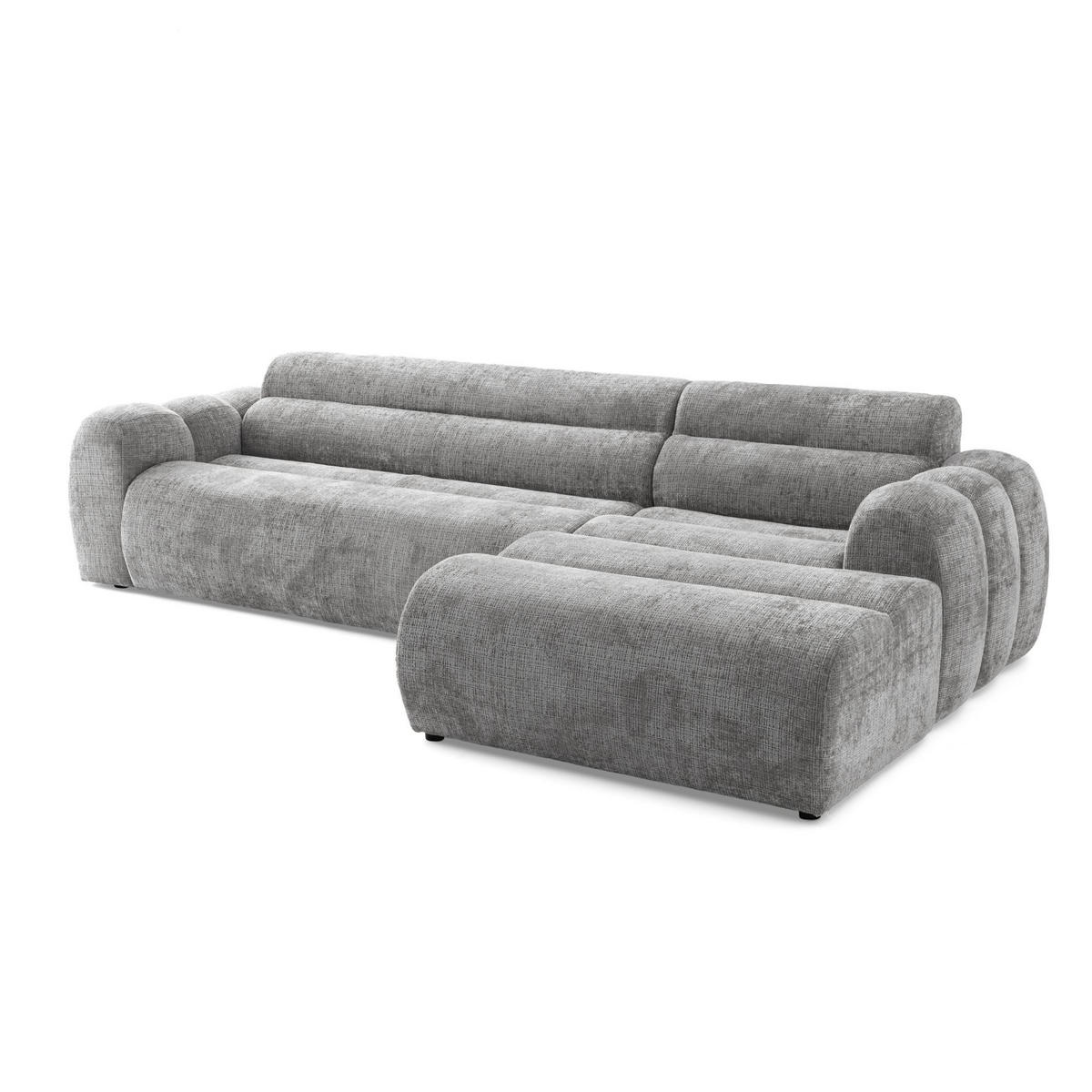 4-SITZER modulares Ecksofa VEER SET 1 Rechts, 298 x 175 cm, Chenille Webstoff Grau - Schwarz/Grau, Holz/Kunststoff (175/298cm) - Muffo