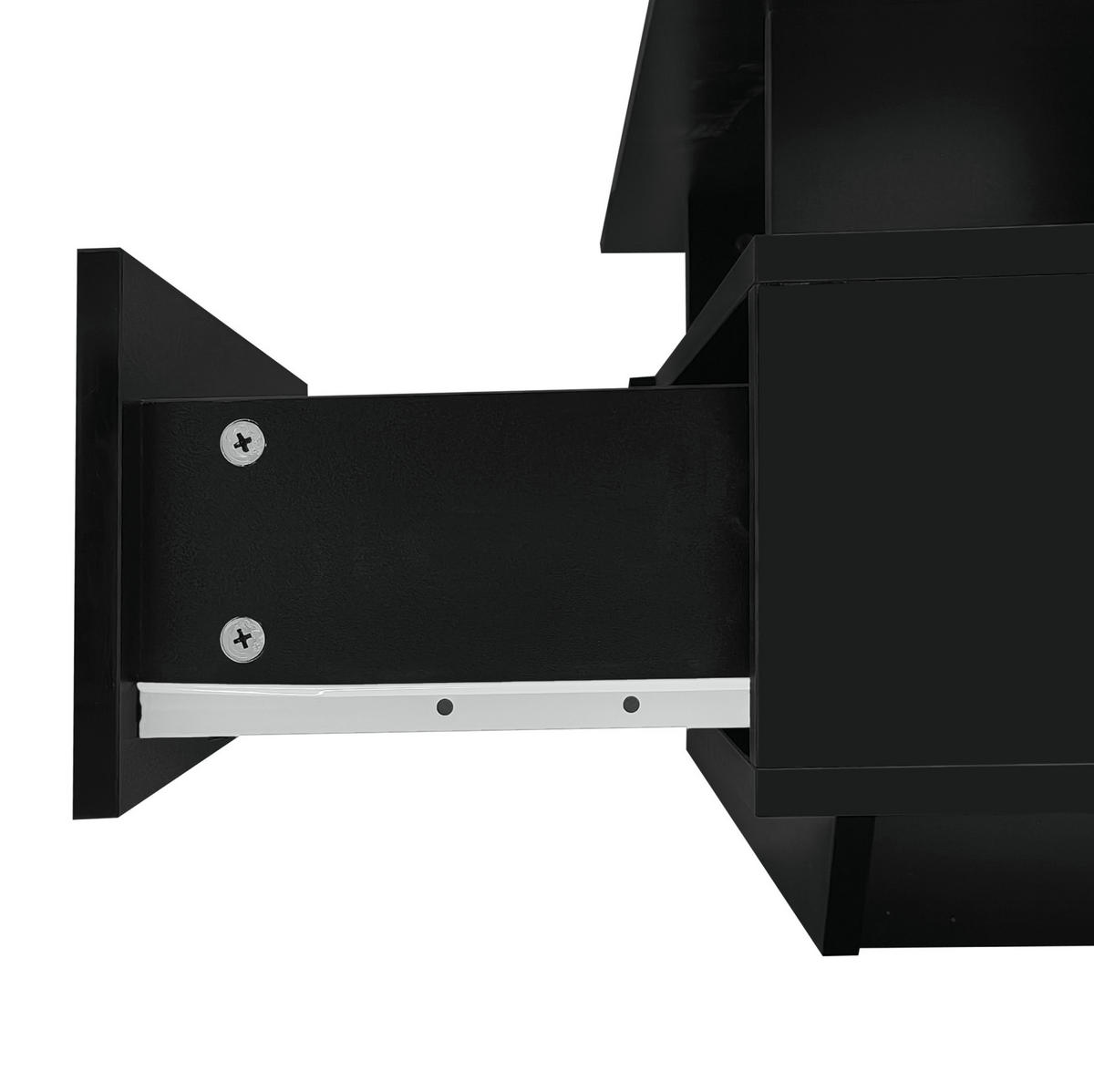 COUCHTISCH 90/55 cm mit LED-Beleuchtung und 2 Schubladen in Schwarz - Schwarz, Holzwerkstoff (90/55/41cm) - BEAOK