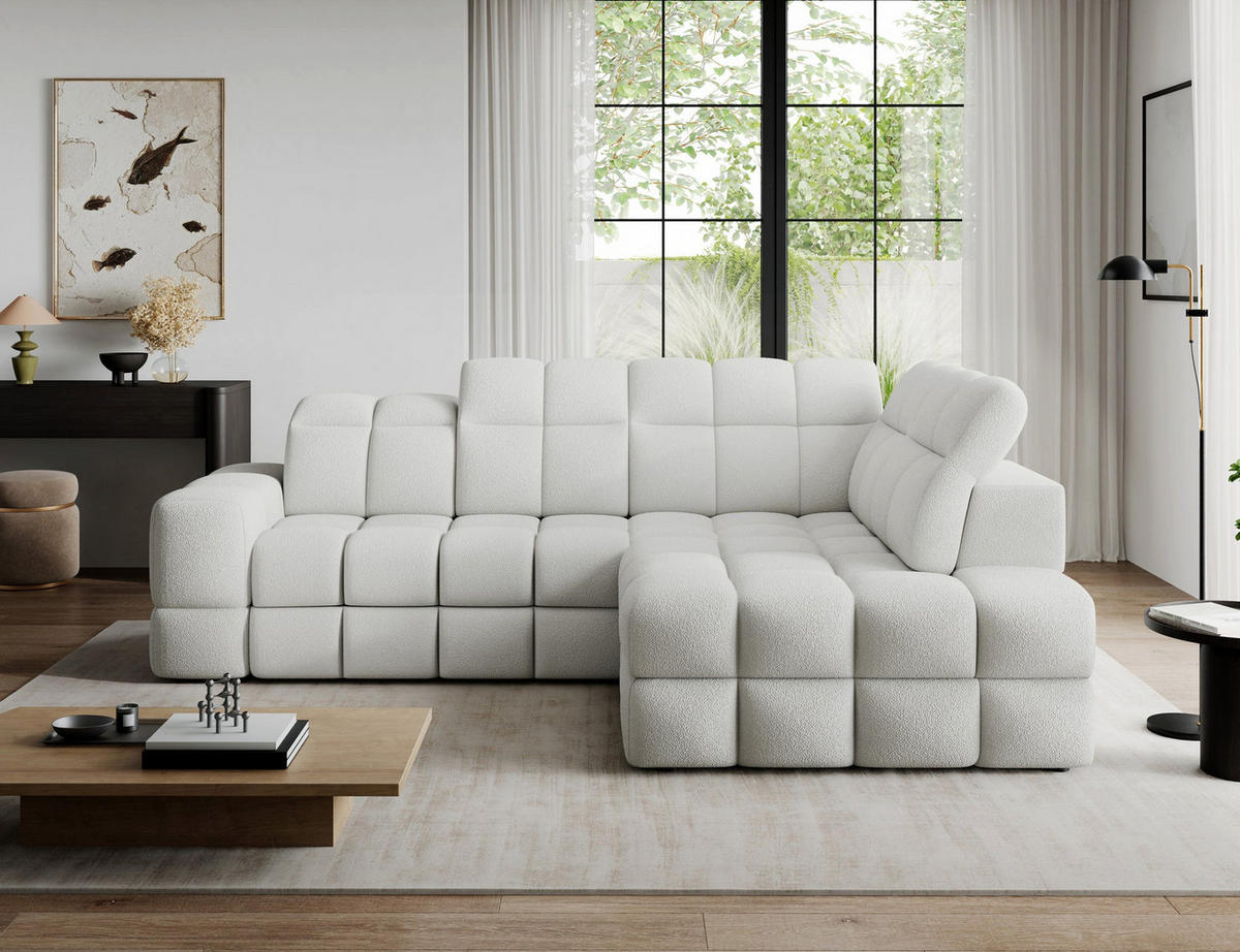ECKSOFA Bronon mit Schlaffunktion und Bettkasten – Modernes Design, verstellbare Kopfstützen und verschiebbare Rückenlehnen - Weiß, Kunststoff (296/109cm) - Wohnideebilder