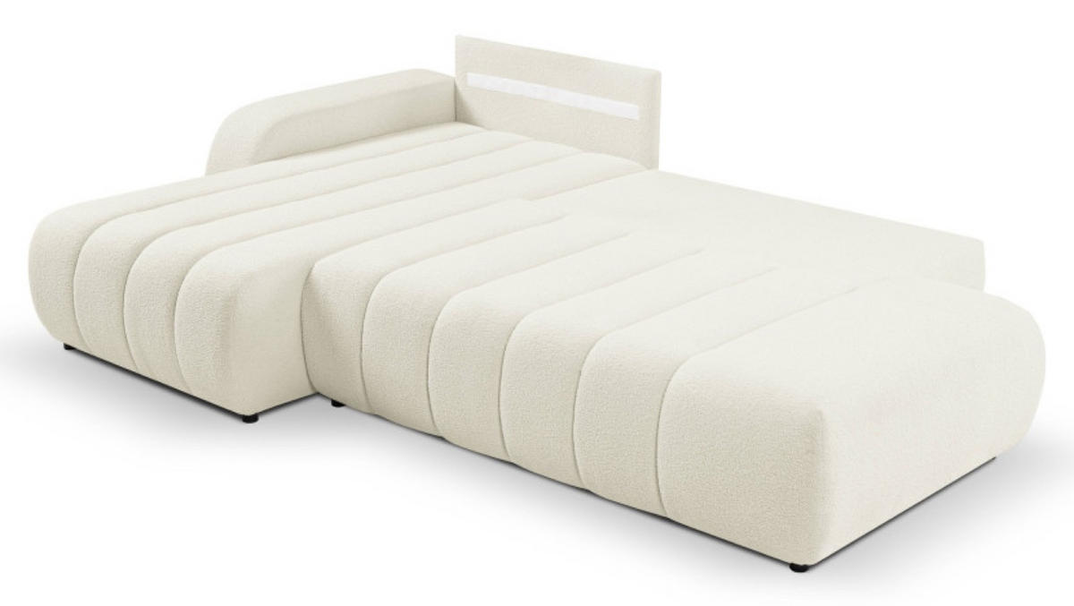 ECKSOFA Bouclé-Creme ALOO Mit Schlaffunktion Links - Ecru/Creme, Textil (276/176cm) - Sepro Meble