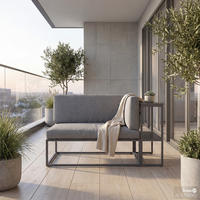 BALKONSOFA - Stahl / Webstoff - Grau - Grau, Textil/Metall (137/75/70cm) - home24