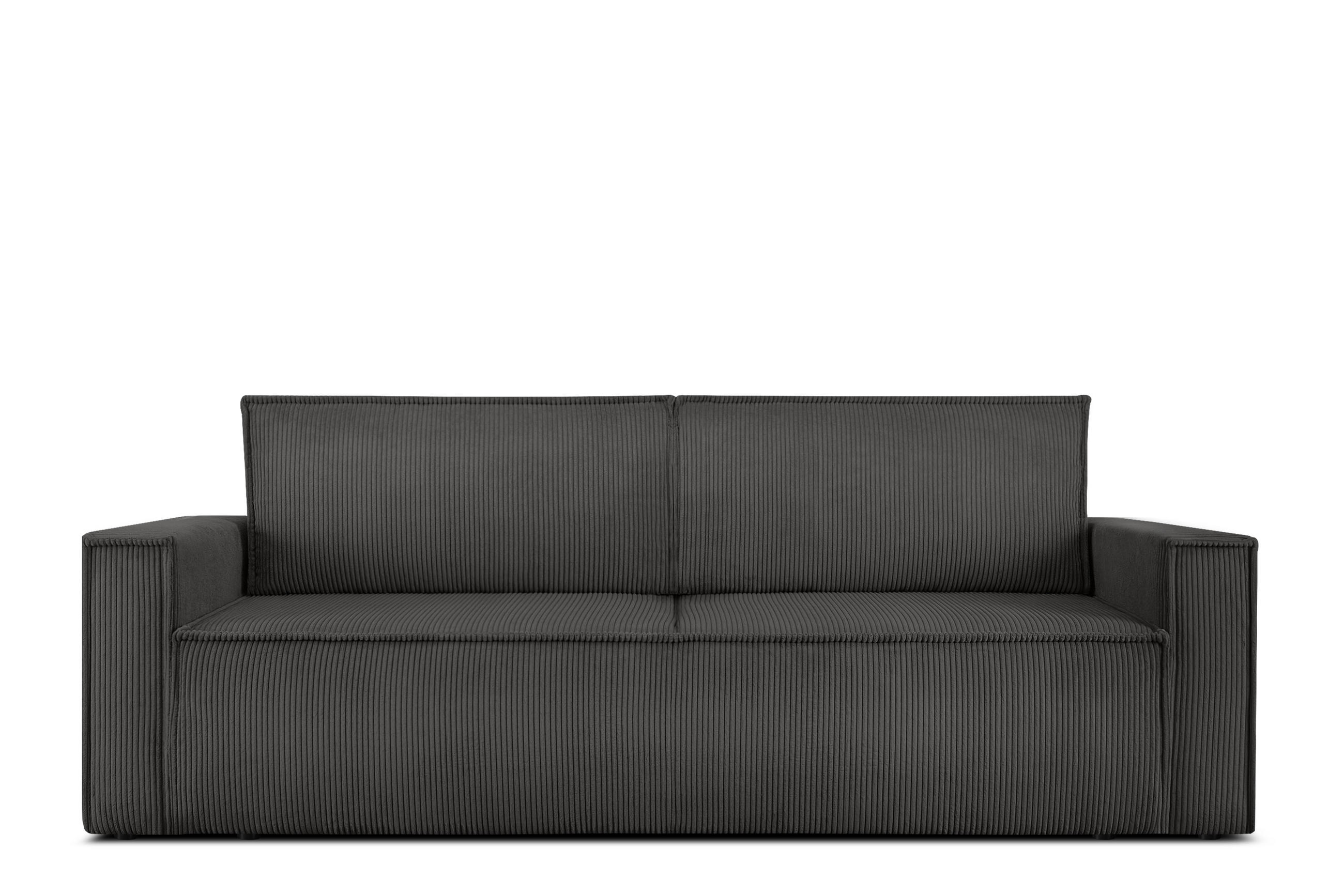 SCHLAFSOFA NAPI in Pet Friendly Cord-Stoff, grau - Schwarz/Grau, Textil (228/89/101cm) - KONSIMO®