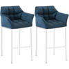 BARHOCKER 2er Set Stoff Blau - Blau/Weiß, Textil/Metall (64/110/48cm) - CLP