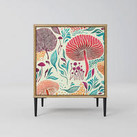 SIDEBOARD FUNGUS FANTASY, Eichefarben, 57,5x42x72,5 cm, Schwarze Metallfüße - Eichefarben/Multicolor, Holzwerkstoff/Metall (57.5/72.5/42cm) - SpaceRebels