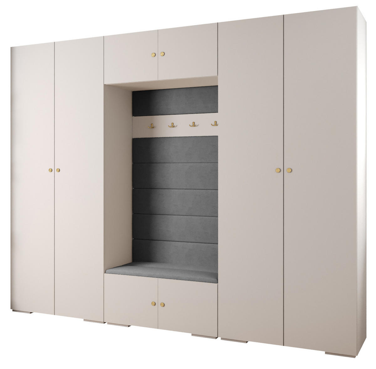 GARDEROBEN-SET 236,7/300/47 - Goldfarben/Weiß, Holz/Kunststoff (300/236.7/47cm) - Abiks Möbel