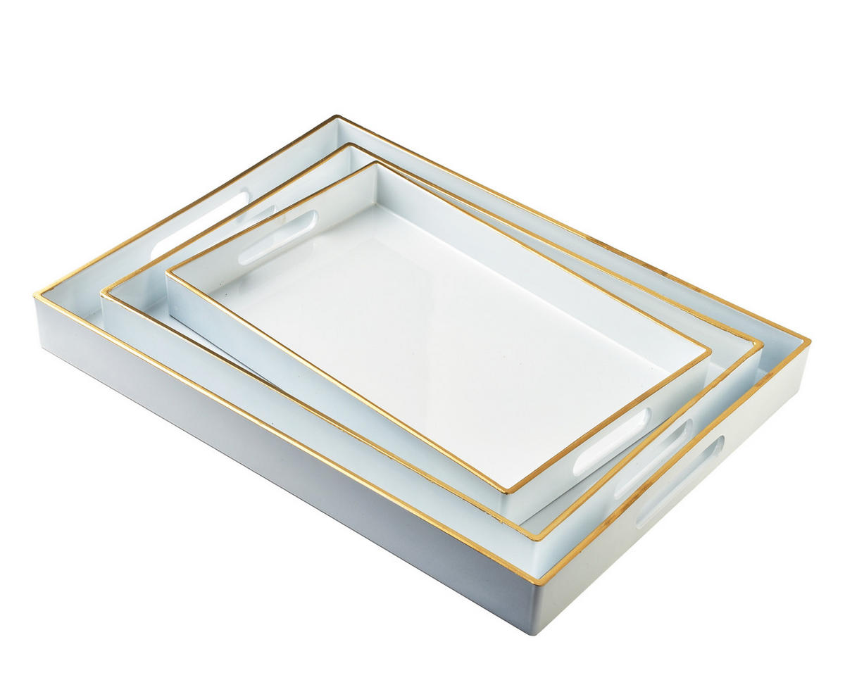 SERVIERTELLER Blanche Weiß 3er Set 40/30/4cm Plastik - Weiß, Kunststoff (30/4/40cm) - Mondex