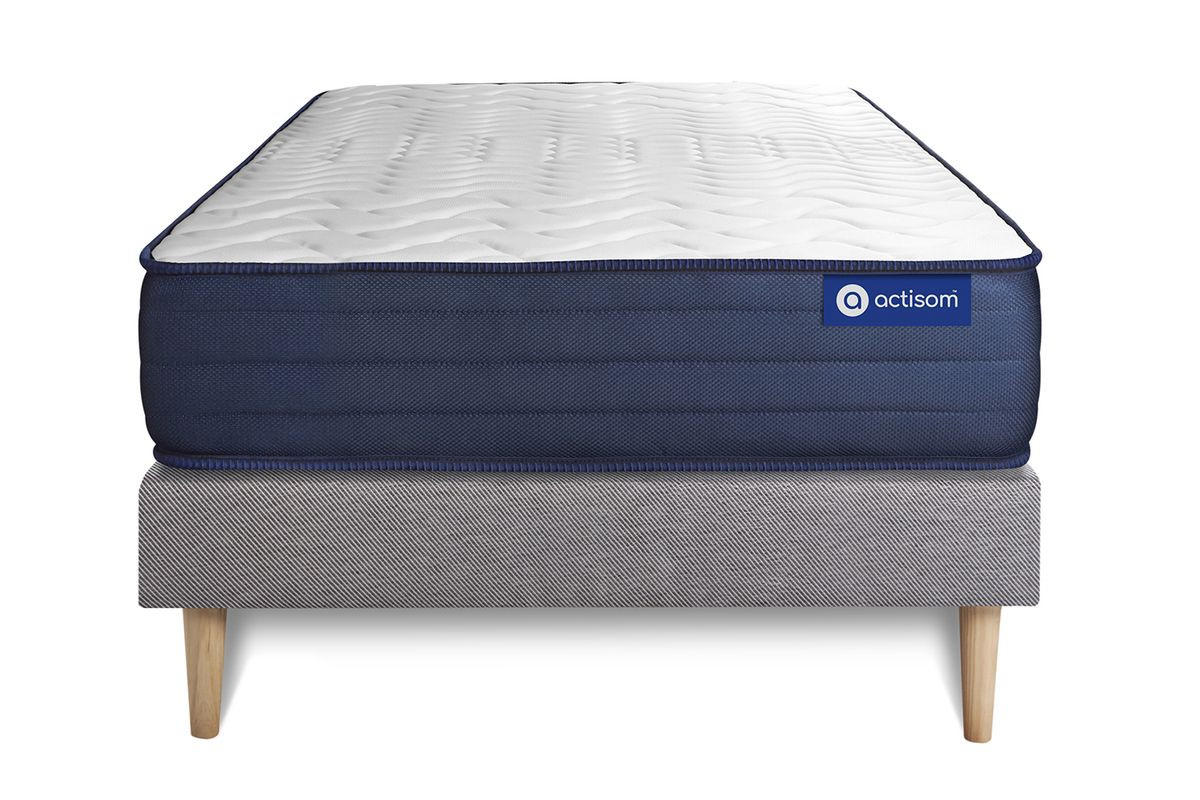 BETT Actilatex life Latex und Memory-Schaum 90 x 200 cm h4 - Kit Bettgestell Grau - Beige/Grau, Karton/Holz (90/200cm) - ACTISOM