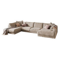 WOHNLANDSCHAFT MADELINE Taupe Cord - Taupe/Schwarz, Kunststoff/Textil (425/86/224cm) - KAWOLA