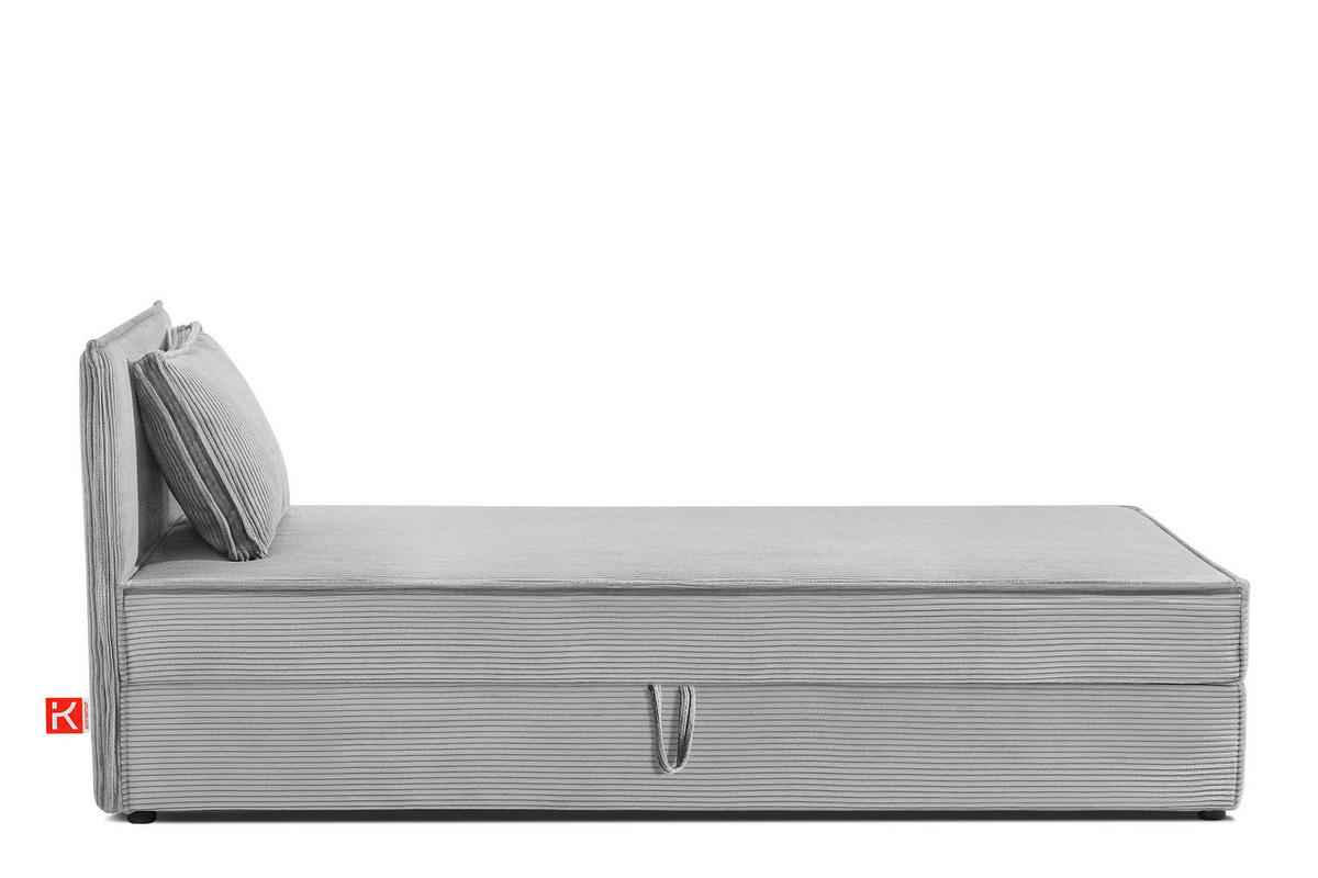BOXSPRINGBETT ROTI Einzelbett, hellgrau - Hellgrau/Schwarz, Holz/Holzwerkstoff (100/200cm) - KONSIMO®