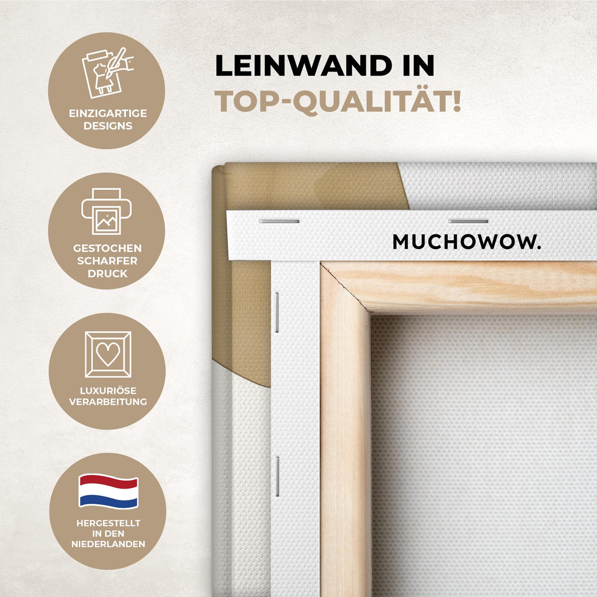 LEINWANDBILD Japandi - Abstrakt - Grün Wanddeko 90x60 cm - Salbeigrün, Textil (90/60cm) - MuchoWow