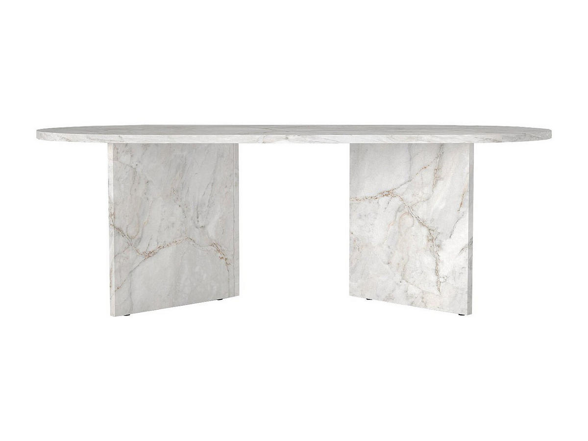 COUCHTISCH - Marmor-Optik Weiß - TOPANIA - Weiß, Holz (60/120/39.6cm) - Vente-Unique