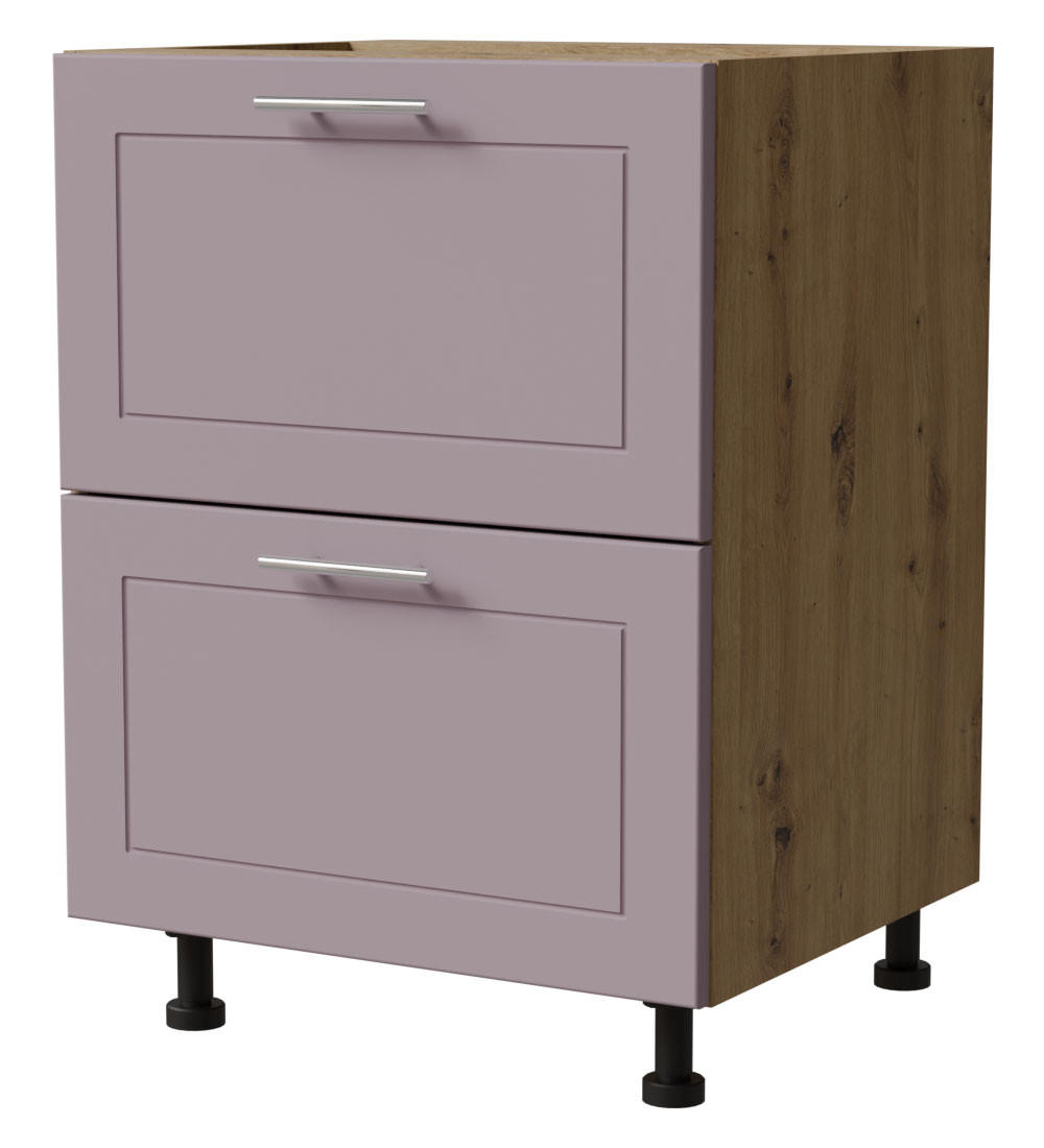 Feldmann-Wohnen Schubladenunterschrank Violett, Eiche Artisan 60x82x50 cm