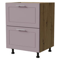 SCHUBLADENUNTERSCHRANK Bari D2/60 Eiche Artisan / RAL 4009 pastellviolett 60 / 50 / 82cm Blum Teilauszug - Violett/Eiche Artisan, Holz/Holzwerkstoff (60/82/50cm) - Feldmann-Wohnen