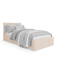 POLSTERBETT für Schlafzimmer Bett mit Stauraum Creme 90x200cm Kopfteil 120cm - Weiß, Holzwerkstoff/Metall (90/200cm) - Muralo
