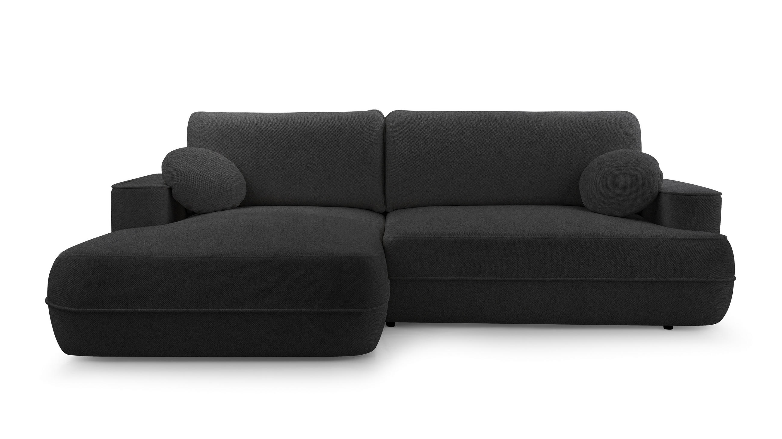 ECKCOUCH L Form Peoni Schwarz 267/168/87 cm mit Schlaffunktion L - Schwarz, Kunststoff/Textil (168/267cm) - AX Living