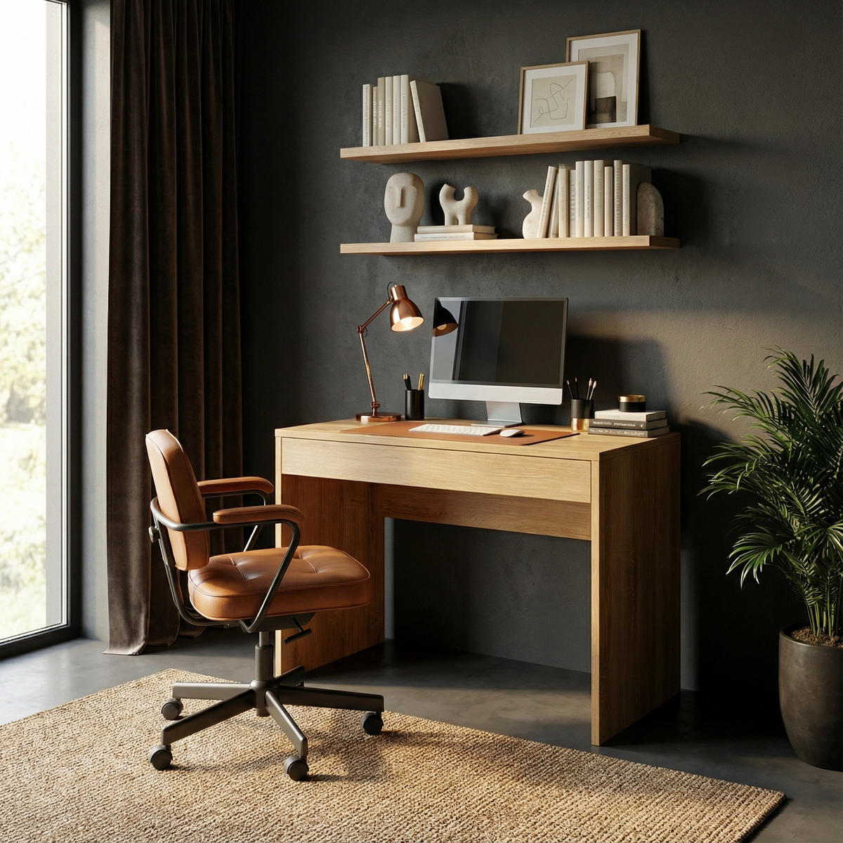 SCHREIBTISCH FORDE BRK1-1S Schubladen Eiche Wotan - Eiche Wotan, Holzwerkstoff/Kunststoff (50/75/75cm) - Komodee