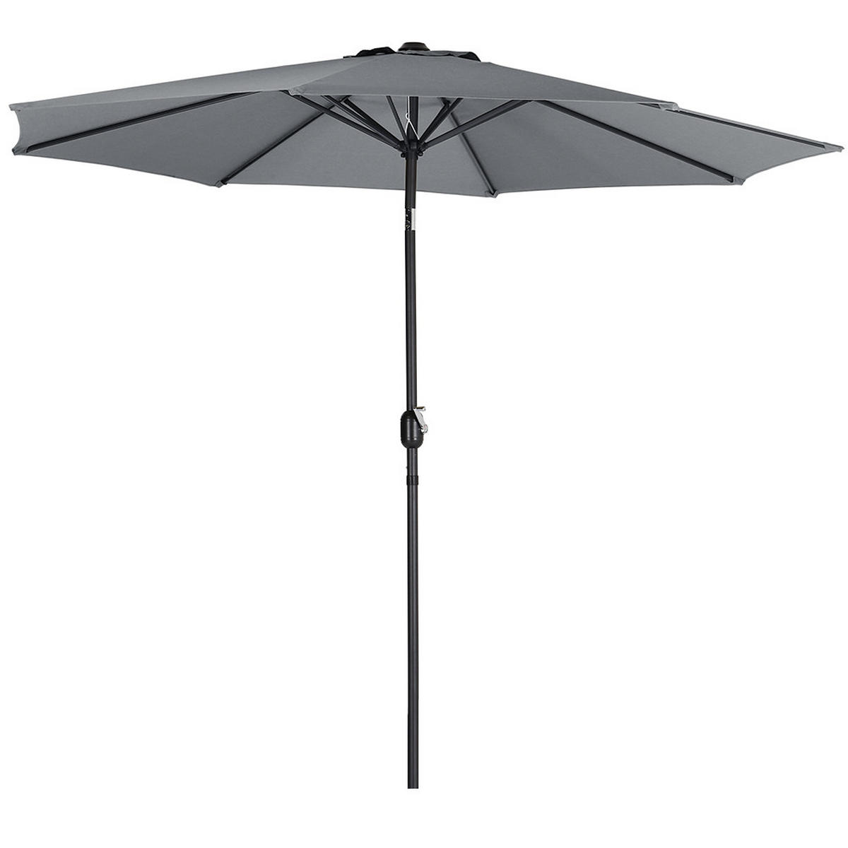 SONNENSCHIRM aus Polyester Metall in Dunkelgrau mit Resin-Sockel wetterfest UV-beständig drehbar 360° neigbar 60° 3 x 2.4m Ø49 × 35 cm - Grau, Metall (240/50cm) - Livingandhome