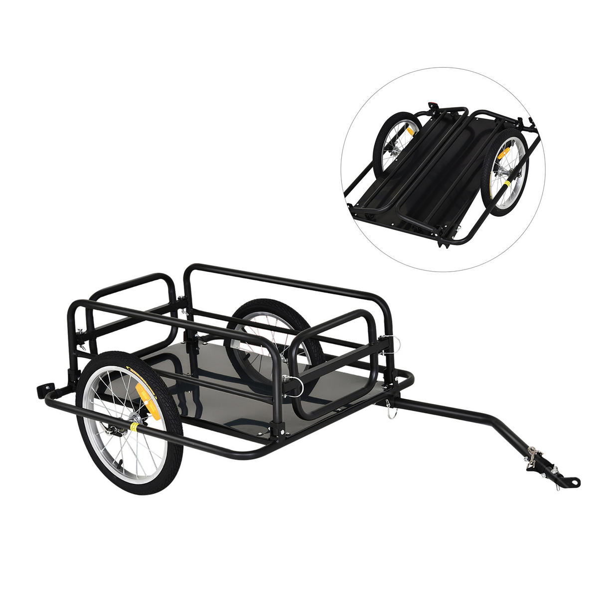 FAHRRADANHÄNGER DE-18164 klappbar, 70L Ladevolumen Schwarz - Schwarz, Metall (71.5/49/139cm) - ComfortXL