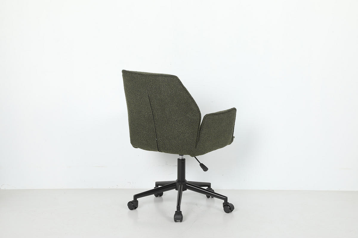 BÜRODREHSTUHL - Bouclé / Eisen - Schwarz/Olivgrün, Textil/Metall (57/85/62cm) - home24