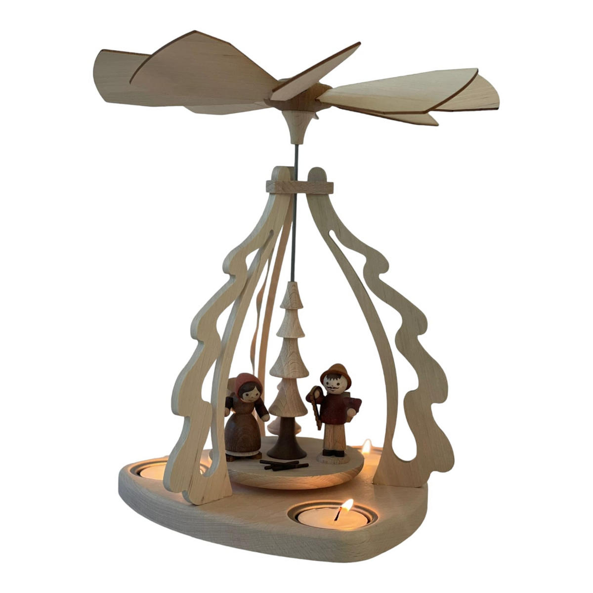 PYRAMIDE Waldfiguren für 3 Teelichter 23/23/27 cm - Multicolor, Holz (23/27/23cm)