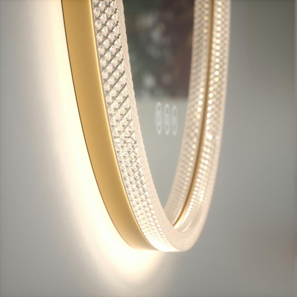 BADSPIEGEL Runder mit Beleuchtung Gold ф60 cm - Goldfarben, Glas (60/4.3/60cm) - EMKE