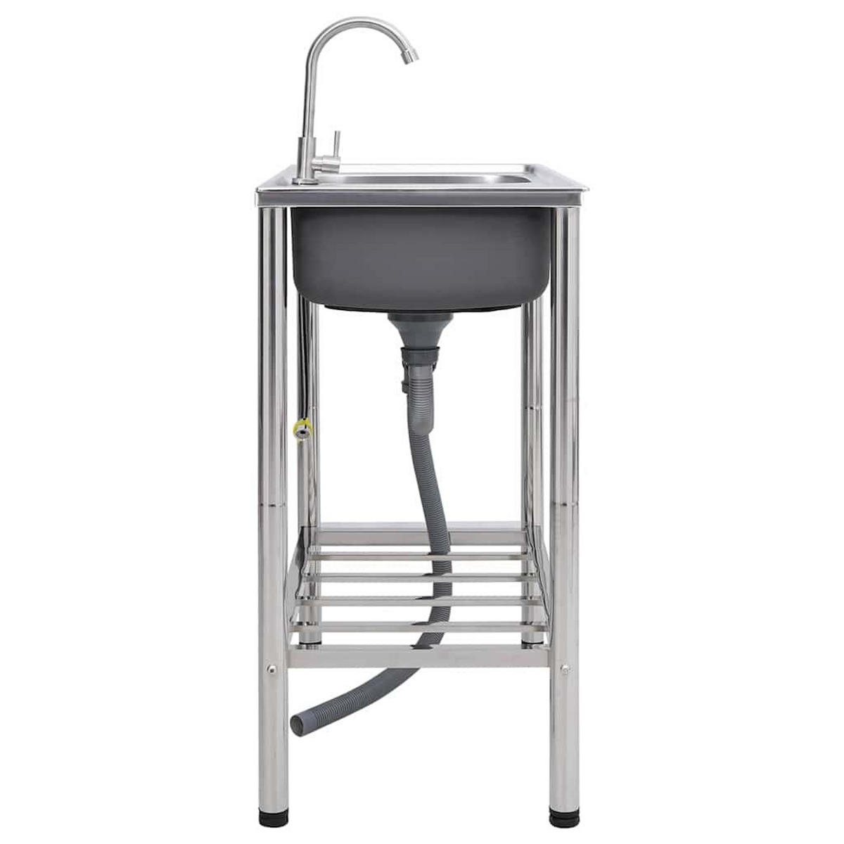 CAMPING-SPÜLE Mit Doppelbecken Und Wasserhahn Edelstahl - Silberfarben, Metall (43/85.5/78cm) - vidaXL